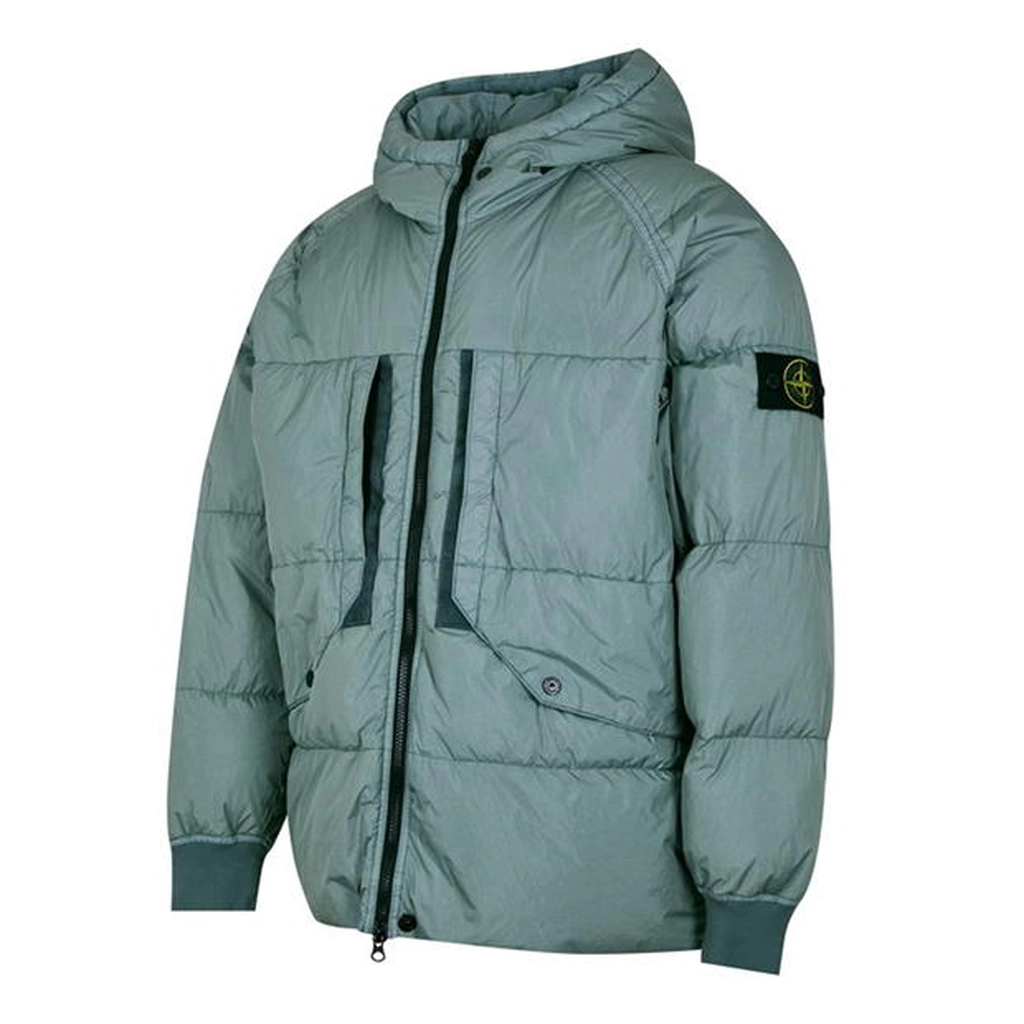 Stone Island Crinkle Reps Down Jacket - Green